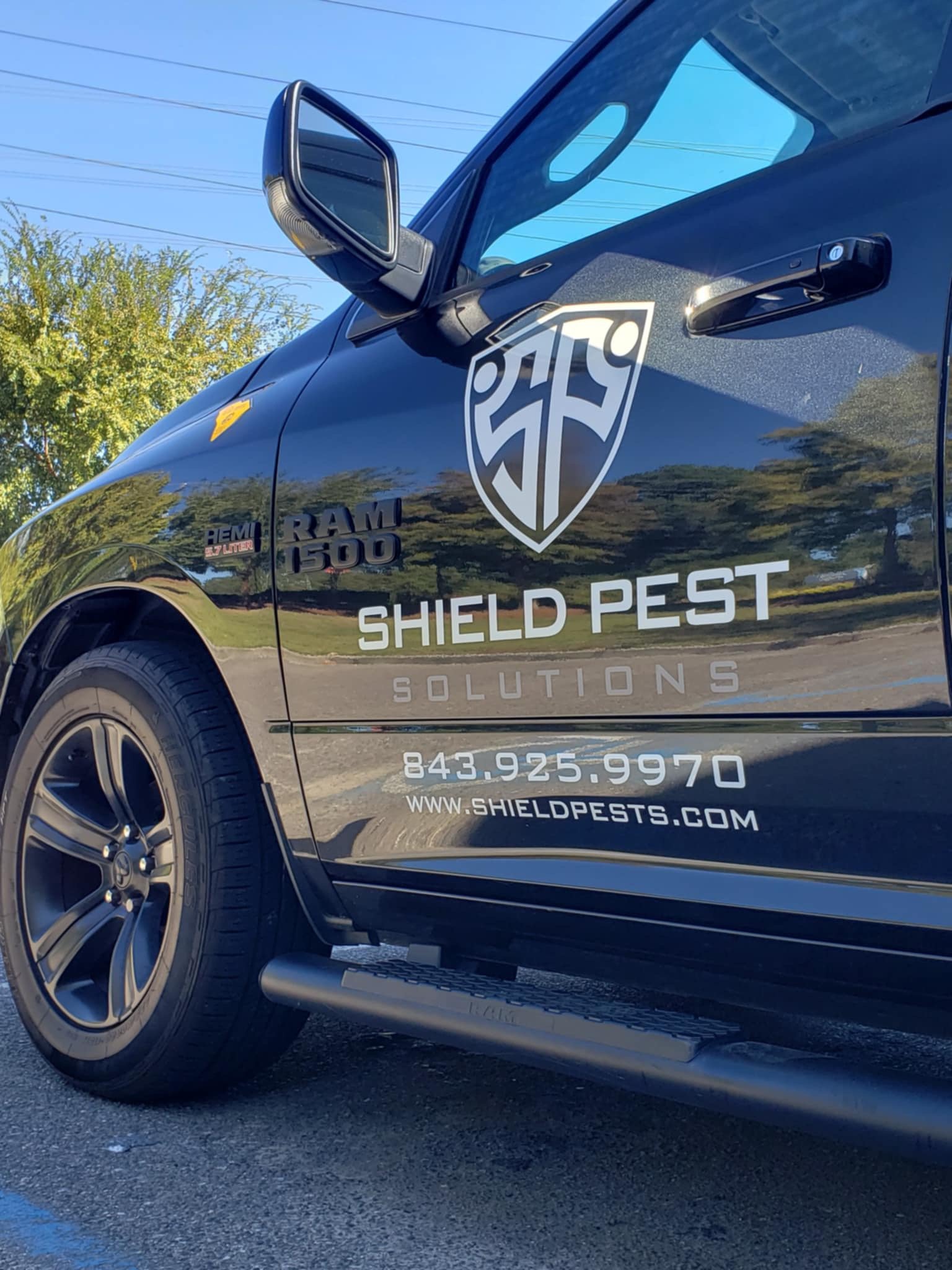 Shield Pest Solutions work truck.